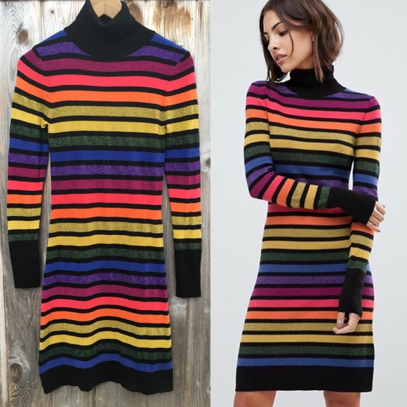 sweater dress rainbow